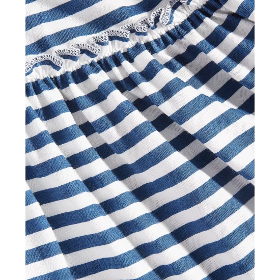 Promo ✔️ First Impressions Baby 👧 Girls Long-Sleeve Sasha Stripe Ruffled Tunic, Created For Macy's Navy Nautical 😍 - Image 4