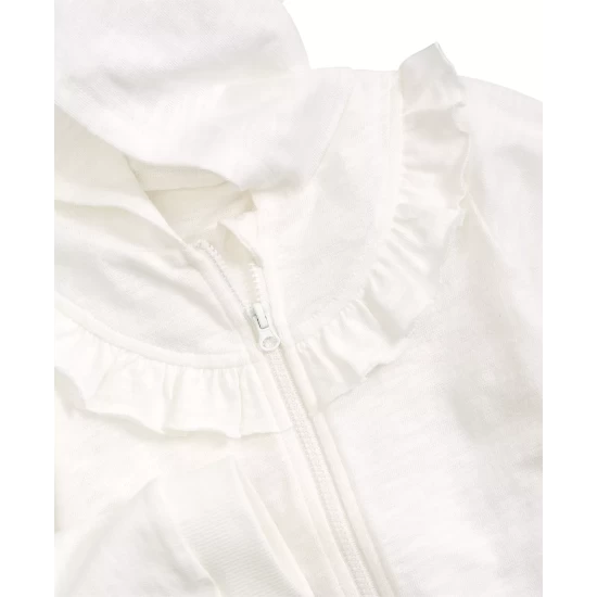 Best Sale 😀 First Impressions Baby 👧 Girls Ruffle Trim Full-Zip Hoodie, Created For Macy's Angel Whit 🔔 - Image 4