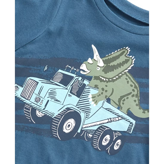 Budget โค๏ธ First Impressions Baby Boys Triceratops Truck Long-Sleeve T-Shirt, Created For Macy's Ink Blue ๐ - Image 4