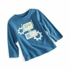 Best Sale 🥰 First Impressions Baby Boys Robot 👚 Shirt, Created For Macy's Ink Blue 🧨