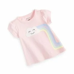 Promo 🌟 First Impressions Baby 👧 Girls Short-Sleeve Retro Rainbow T-Shirt, Created For Macy's Rosa 🥰