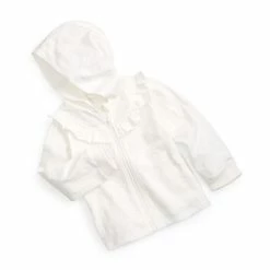Best Sale 😀 First Impressions Baby 👧 Girls Ruffle Trim Full-Zip Hoodie, Created For Macy's Angel Whit 🔔