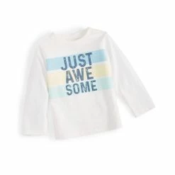 Best Pirce ✨ First Impressions Toddler Boys Long-Sleeve Just Awesome 👚 Shirt, Created For Macy's Angel White 👏