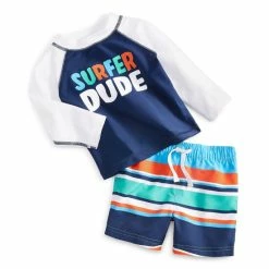 Best deal 😀 First Impressions Toddler Boys 2-Pc. Swim 👕 Shirt & Shorts Set, Created For Macy's Navy Sea 🎁