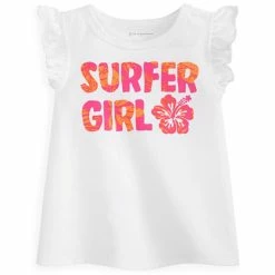 Cheap ๐ First Impressions Toddler ๐ง Girls Flutter-Sleeve Surfer Girl Top, Created For Macy's Bright White โญ