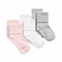 Best Sale 😀 First Impressions Baby 👧 Girls 3-Pk. Cuffed Low-Cut 🧦 Socks, Created For Macy's Pink/gray Multi 😉