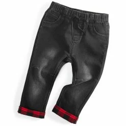 Outlet 👍 First Impressions Baby Boys Black Wash Flannel Cuff 👖 Jeans, Created For Macy's 👏