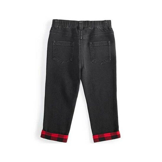 Outlet 👍 First Impressions Baby Boys Black Wash Flannel Cuff 👖 Jeans, Created For Macy's 👏 - Image 2