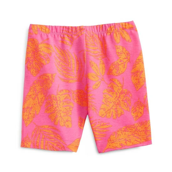 Best Sale ๐ฏ First Impressions Toddler ๐ง Girls Palm-Print Bike Shorts, Created For Macy's Sweet Berry โจ