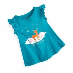 Hot Sale ❤️ First Impressions Baby 👧 Girls Ruffle-Sleeve Wish Top, Created For Macy's Harbor Blue 🥰