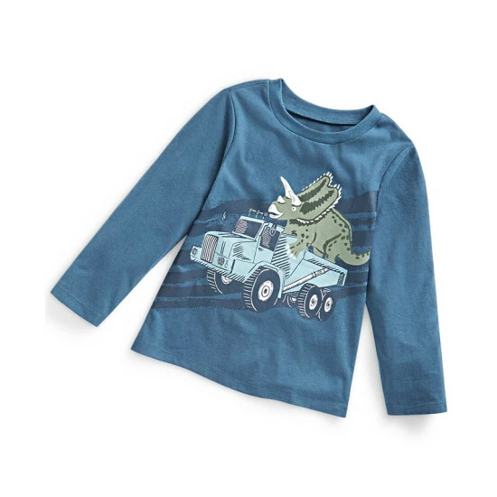 Budget โค๏ธ First Impressions Baby Boys Triceratops Truck Long-Sleeve T-Shirt, Created For Macy's Ink Blue ๐