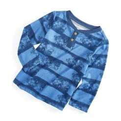Promo ๐งจ First Impressions Baby Boys Truck Stripe Long-Sleeve Henley, Created For Macy's Riviera ๐